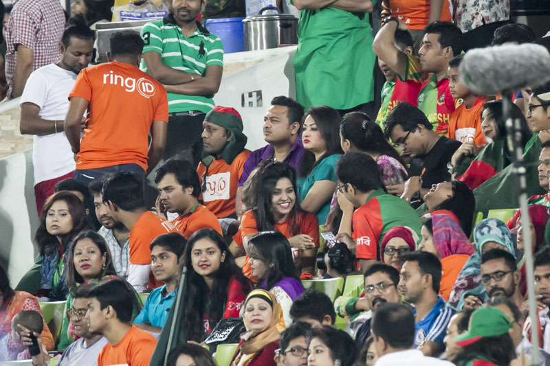 A huge number of cricket fans enjoying the Micromax Asia Cup T20 final match between Bangladesh and India at the Sher-e-Bangla National Cricket Stadium at Mirpur on Sunday. Photo Sharif Khan