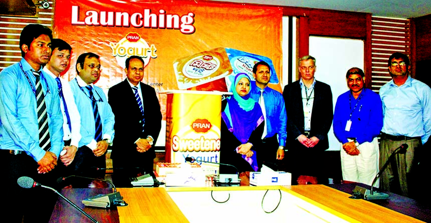 Eleash Mridha, Director of PRAN unveiling "yogurt" through a program at PRAN-RFL Centre in Dhaka on Monday.