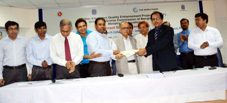 A view of the signing ceremony between University Grant Commission and five universities held at UGC Auditorium on Saturday.