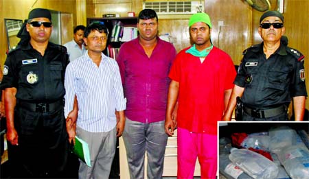 RAB mobile court raided two hospitals in city on Wednesday, arrested three persons and fines Taka three lakh for various irregularities.