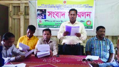 PATUAKHALI: Md Delwar Hossain, President, Bangladesh Health Assistantsâ€™ Association, Patuakhali District Unit speaking at a press conference demanding upgradation of position and pay scale for health assistants yesterday.