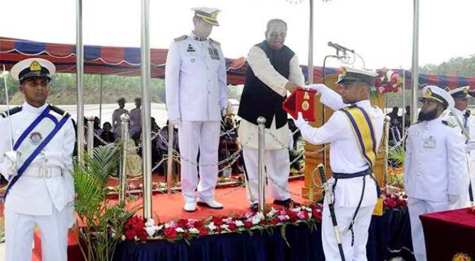 Fisheries & Livestock Minister Md. Sayeedul Hoque seen distributing Graduation certificates to the cadets of 34th batch of Marine Fisheries Academy at the Graduation parade at academy premises on Thursday as Chief Guest. Principal of the Academy Capt. M