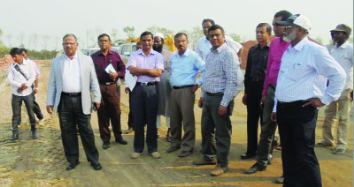 BAGERHAT: LGED Chief Engineer Shyama Prasad Adhikari visiting the progress of the work of link road of Coal-fired Thermal Power Plant under Prime Minister's Priority Project at Rampal in Bagerhat on Saturday.