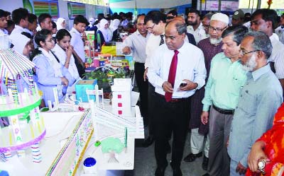 SHERPUR(Bogra): Md Abdul Matin, DG, Palli Unnayan Academy, Bogra visiting the three day-long Science Fair at Palli Unnayan Academy Laboratory School and College premises on Saturday.