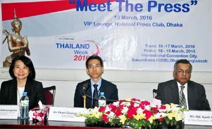 Marking the Thailand Week Mr Phasit Chudabuddhi the Charge-d' Affaires of Thailand speaking at Meet the Press at the Jatiya Press Club on Sunday.