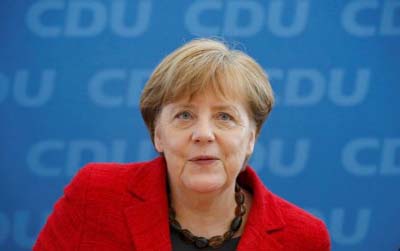 German Chancellor and leader of the Christian Democratic Union (CDU) Angela Merkel, attends a party board meeting in Berlin, Germany on Monday.