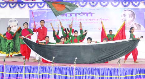 DINAJPUR: Artists of Dinajpur Shilpakala Academy rendering dance in a programme in observence of the 96th birth anniversary of Bangabandhu Sheikh Mujibur Rahman and National Children's Day yesterday.
