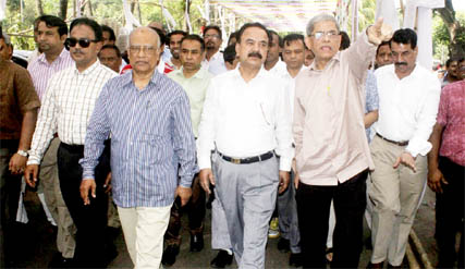 BNP Acting Secretary General Mirza Fakhrul Islam Alamgir alongwith party Standing Committee members Dr Kh Mosharraf Hossain and Gayeshwar Chandra Roy visited the Engineers' Institution venue ahead of Party's council on Thursday.