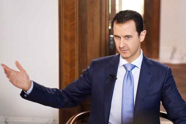 Syrian President Bashar al-Assad during an interview to a journalist from Dutch television station NPO2 in Damascus.