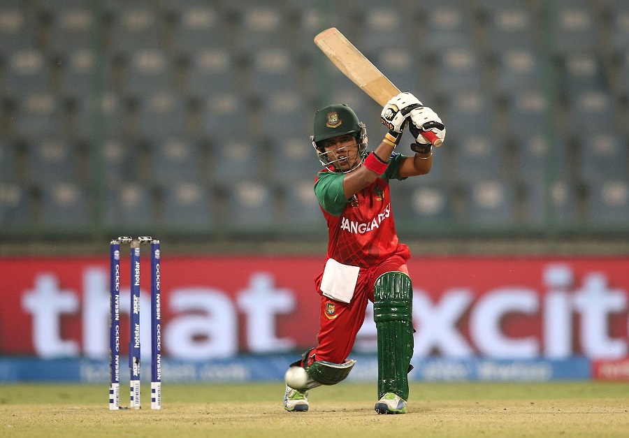 Fargana Hoque drives the ball during the Women's ICC World Twenty20 India 2016 match between Pakistan and Bangladesh at Feroz Shah Kotla Ground in Delhi, India on Thursday.