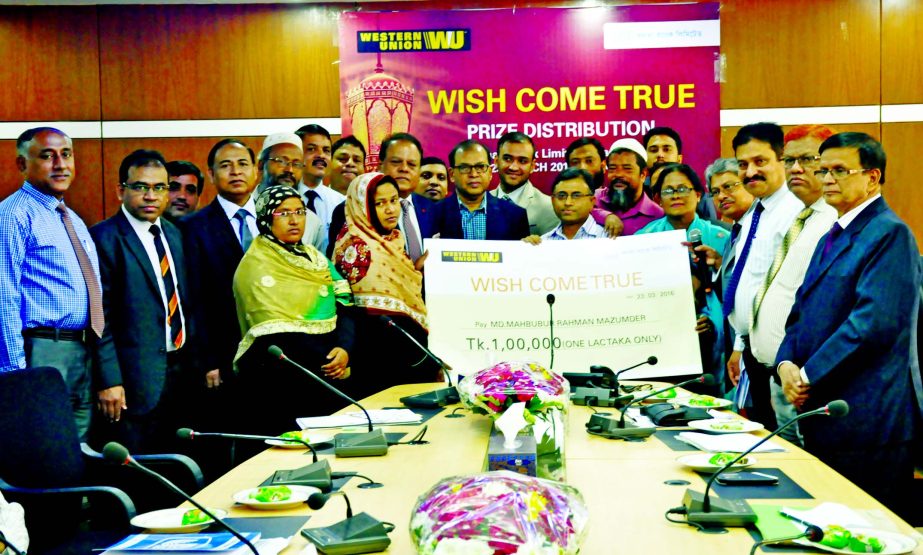 Western Union and Janata Bank Ltd, jointly organizes a prize distribution programme on "Wish come true" on Wednesday. Each winner received a considerable financial sum that will enable him or her to fulfill his or her special wish.