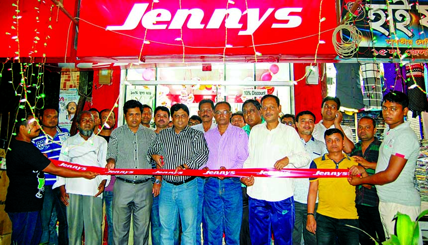 Mosarraf Hossain, General Manger of Jennys, a shoe brand, inaugurating a outlet at NS road, Kustia recently.