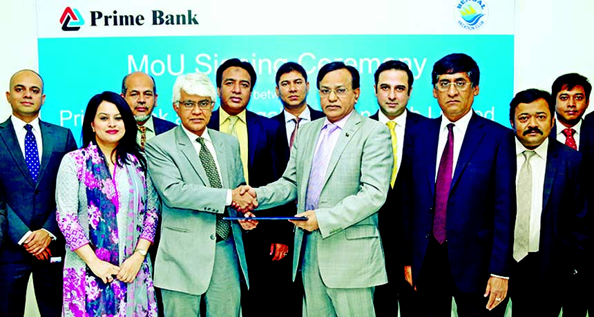 Kazi Mahmood Karim, Head of SME Banking and SEVP of Prime Bank Ltd and Brig General (Rtd) AHM Mokbul Hossain, CEO of Bengal Vacation Club, sign an agreement recently. Under the agreement, Bank cardholders will enjoy PMI facility (Payment in monthly Instal