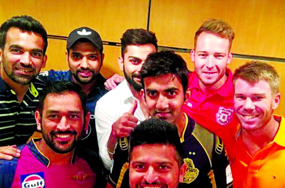 The eight captains of 9th Indian Premier League (IPL) pose for a photograph at Mumbai in India on Friday.