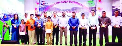 RANGPUR: Rangpur Area Commander and GOC of 66 Infantry Division and President of RGC Major General Md Masud Razzaque with winners of the fifth three-day Gemcon Golf Tournament -2016 in the concluding ceremony in Tangpur on Friday.