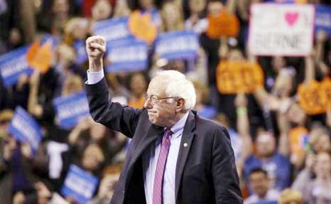 Speaking to supporters in New York, Bernie Sanders broke into his speech to say to cheers: "All right. News bulletin. We just won Wyoming.