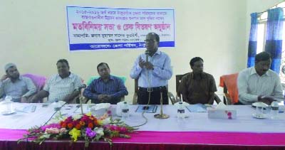 THAKURGAON: Sadek Kuraishi, Administrator, Thakurgaon Zilla Parishad and General Secretary District Awami League speaking at a view exchange meeting and cheque distribution programme as Chief Guest on Saturday. .