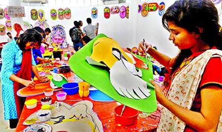 Preparations afoot to celebrate Pahela Baishakh. This photo was taken from the Institute of Fine Arts on Monday.