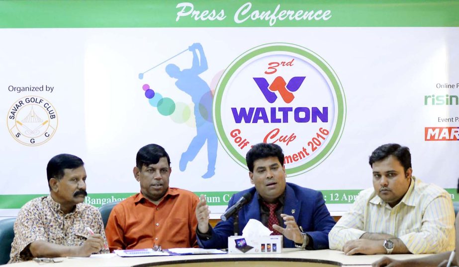 Senior Additional Director of Walton Group FM Iqbal Bin Anwar Dawn speaking at a press conference at the conference room of the Bangabandhu National Stadium on Tuesday.