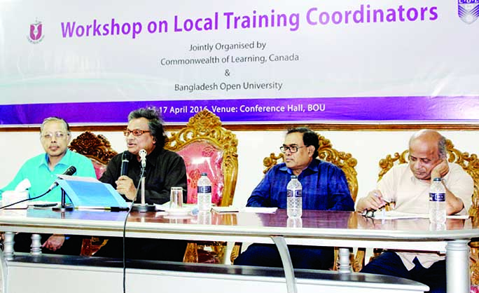 Prof. Dr. M A Mannan, Vice-Chancellor, Bangladesh Open University (BOU) addressing a two-day long workshop on local training co-ordinators as chief guest at the conference hall of the University in Gazipur on Saturday.