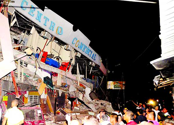 A powerful, 7.8-magnitude earthquake shook Ecuador's central coast on Saturday night, killing at least 77 people and spreading panic hundreds of miles away as it collapsed homes and buckled a major overpass.