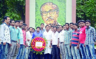 DINAJPUR: Swechchhasebak League, Dinajpur District Unit placing wreaths to the monument of Bangabandhu Sheikh Mujibur Rahman on the occasion of the Historic Mujibnagar Day at DC office premises on Sunday.