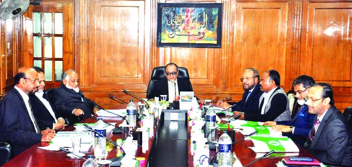 Engr Mustafa Anwar, Chairman of Islami Bank Bangladesh Limited, presiding over the meeting of Board of Directors of the Bank on Tuesday at the Board Room of Islami Bank Tower. Directors and Mohammad Abdul Mannan, Managing Director of the Bank were present