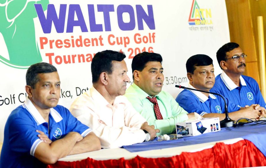 Senior Additional Director of Walton Group FM Iqbal Bin Anwar Dawn speaking at a press conference at the Army Golf Club in the city on Wednesday.