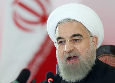 Iran's President Hassan Rouhani speaks during a news conference in Islamabad, Pakistan.