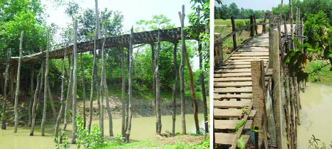 TANGAIL: Local people built a wooden bridge voluntarily over the canal Gohalia at Shakhipur in Tangail recently.