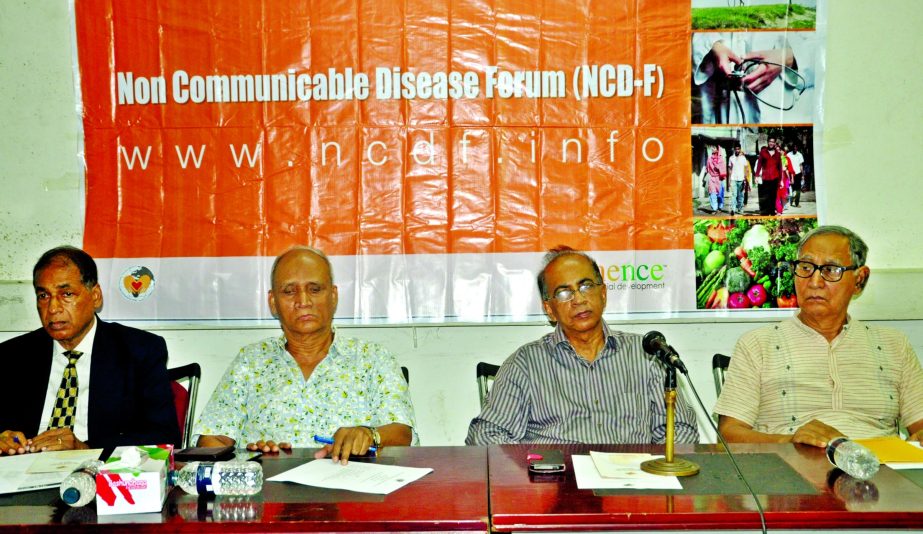 Secretary of Save The Environment Movement Dr Abdul Matin, among others, at a discussion on 'Controlling non-communicable diseases' organized by Non-Communicable Diseases Forum at Jatiya Press Club on Friday.