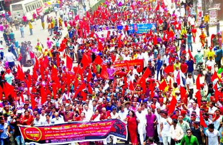 Various organisations including Jatiya Sramik Jote brought out a colourful procession in city on the occasion of May Day.