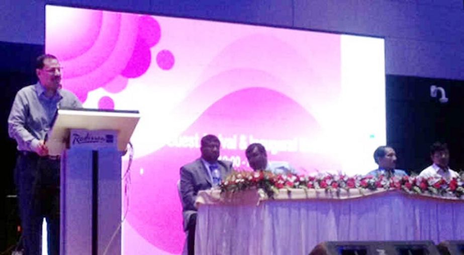 City Mayor of Chittagong AJM Nasiruddin seen addressing the International Breast Cancer seminar at Radison Blue Hotel in Chittagong as Chief Guest yesterday.