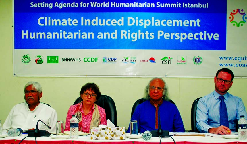 Noted economist Dr Khaliquzzaman, among others, at a seminar on 'Climate Induced Displacement Humanitarian and Rights Perspective' at CIRDAP auditorium in the city on Saturday.