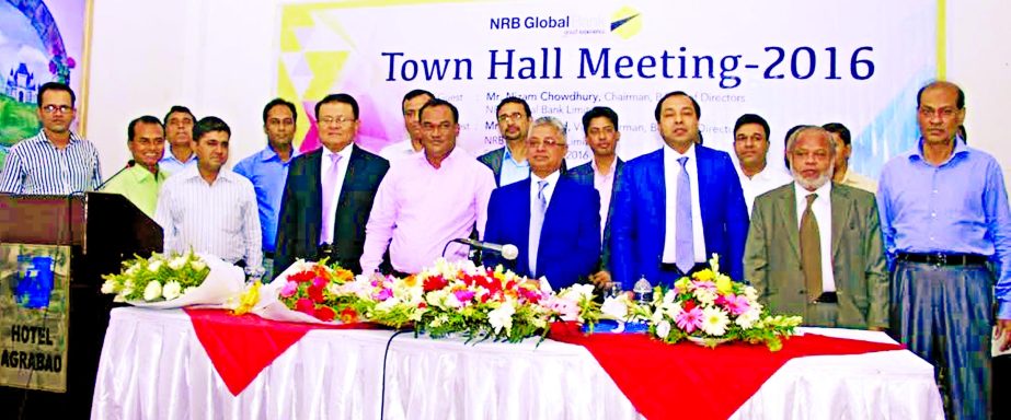 Nizam Chowdhury, Chairman of NRB Global Bank Limited presides over its Town Hall meeting for Chittagong region at Hotel Agrabad, Chittagong on Sunday. Managing Director Proshanta Kumar Halder was present.