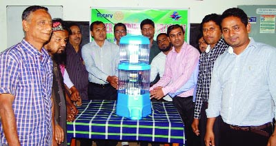 SYLHET: Md Mohiuddin Ahmed, Primary Education Officer, Sylhet Sadar Upazila distributing water filters to different schools in the upazila organised by Rotary Club of Sylhet recently.