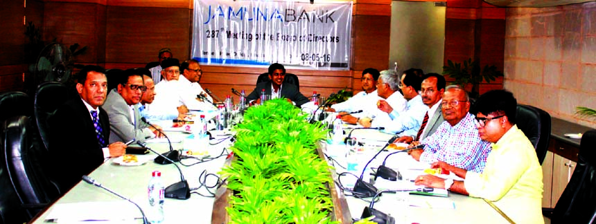 Gazi Golam Murtoza, Chairman of the Board of Directors of Jamuna Bank Limited presides over the 287th Board Meeting of the bank on Tuesday. Al-Haj Nur Mohammed, chairman, Executive Committee and Chairman, Jamuna Bank Foundation were present among others i