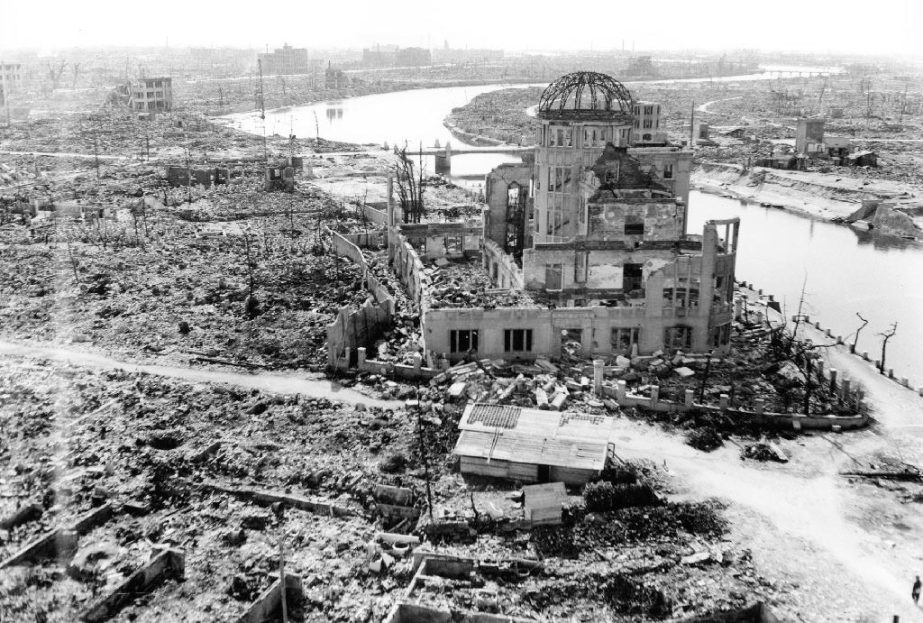 The Japanese city of Hiroshima is shown three months after the atomic bomb was dropped by B-29 bomber Enola Gay in 1945.