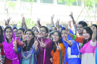 DINAJPUR: Jubilant students of Dinajpur Government Girls' High School who achieved GPA 5 rejoicing their SSC results on Wednesday.