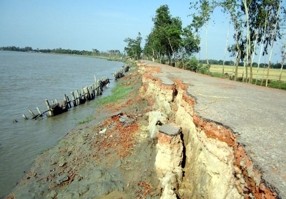 Sikderpara Hyderdia Road has been submerged due to high tide. This picture was taken yesterday.