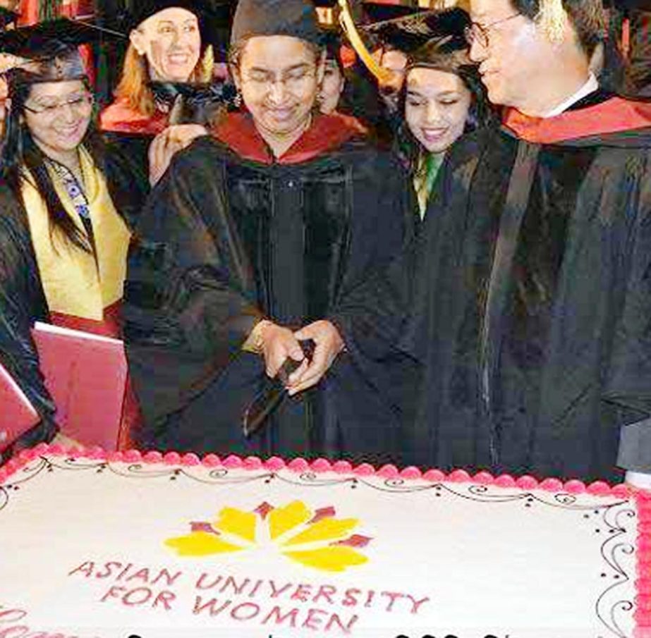The Fourth Convocation of Asian University of Women, Chittagong held yesterday at a posh city community centre. In this convocation 64 foreign female students of Asia continent have been awarded with graduation certificates in the Convocation. Head of Sou
