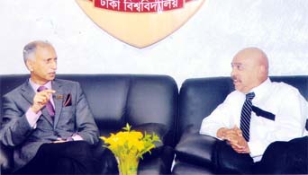 Dr. Steven Edmond, Dean of the School of Business and Technology of Huston-Tillotson University of Texas, USA called on Dhaka University Vice-Chancellor Prof. Dr. AAMS Arefin Siddique on Wednesday at the latter's office of the university.