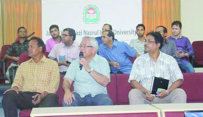 TRISHAL(Mymensingh): Prof Dr Mohit ul- Alam, VC, Kabi Kazi Nazrul Islam, University inaugurating video conference room at a ceremony at the university recently.