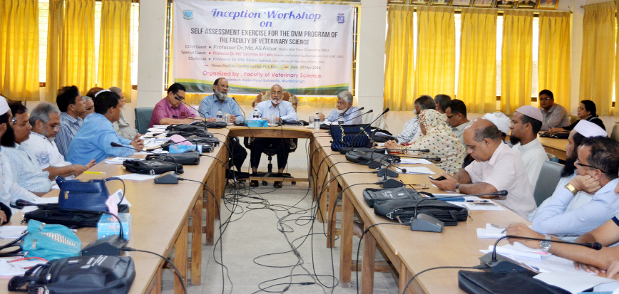 Vice-Chancellor of Bangladesh University of Agriculture Prof Dr Md Ali Akbar speaks as chief guest at a workshop on 'Self Assessment Exercise for the DVM programme of the Faculty of Veterinary Science' held at Medicine Conference Hall of the University