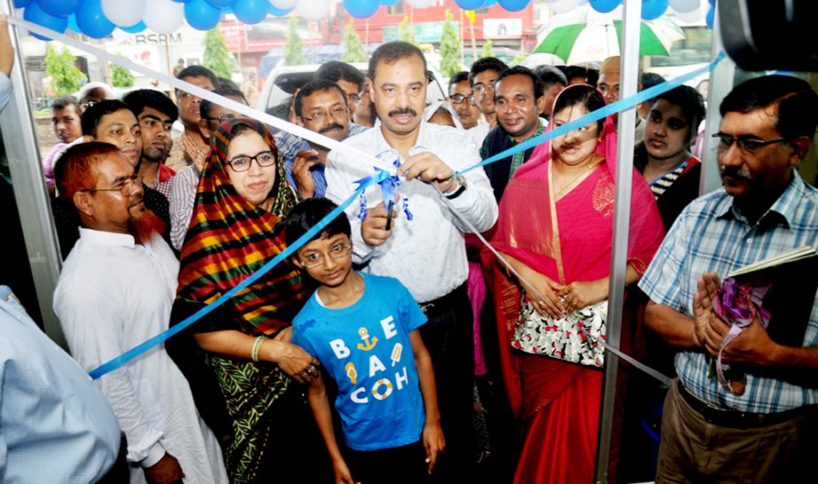 CCC Mayor AJM Nasir Uddin inaugurating Adnan Super Shop at Chandgaon in the city yesterday.