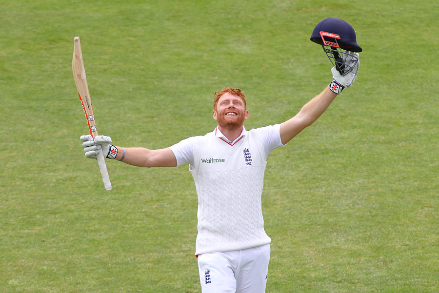 Jonny Bairstow savours a hundred on his home ground on the second day of the 1st Test between England and Sri Lanka at Headingley on Friday.