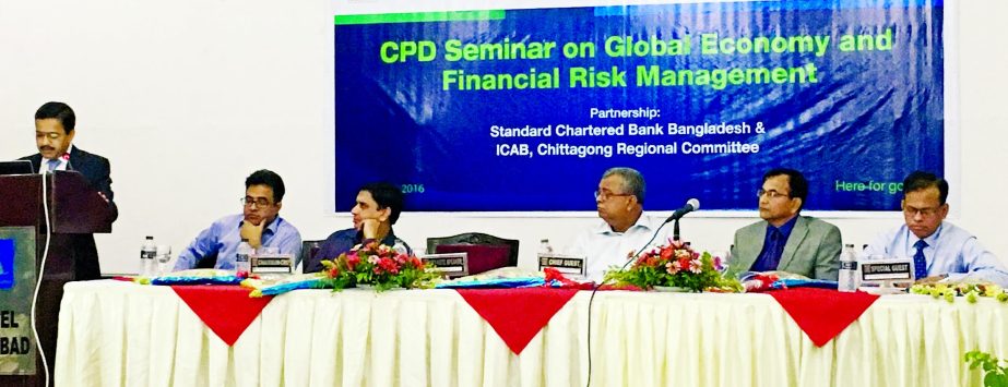 Alamgir Morshed, MD and Head of Financial Markets, SCB, Showkat Hossain FCA, Past President, ICAB were present among others at a seminar on Global Economy and Financial Risk Management in Chittagong on Saturday.