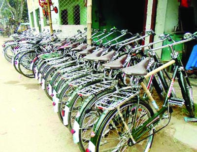 JHENAIDAH: Indian bi-cycles are displayed in a shop in Jhenaidah.