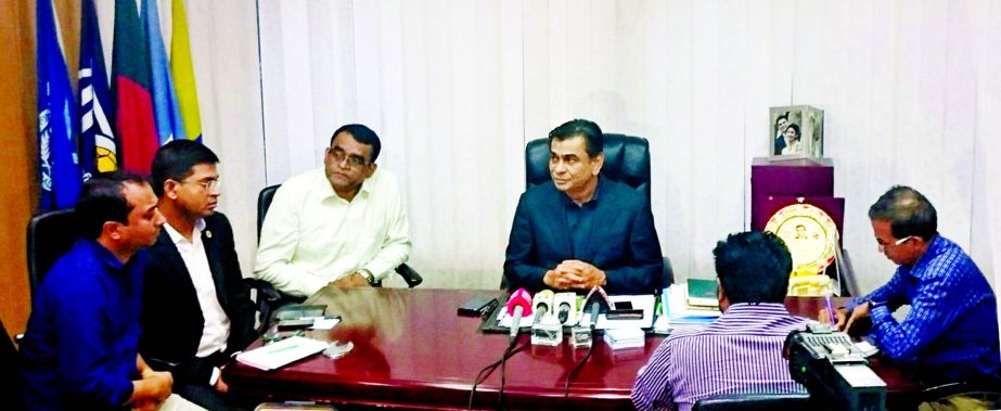 President of Bangladesh Football Federation (BFF) Kazi Salahuddin talking to the journalists at the BFF House on Tuesday after taking part in a meeting at the Ministry of Youth and Sports.