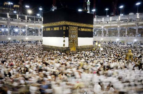 Muslim pilgrims circle Islam's holiest shrine, the Kaaba, at the Grand Mosque in the Saudi city of Makkah, during the annual Hajj.